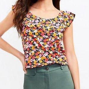 NWT LOFT floral ruffle top